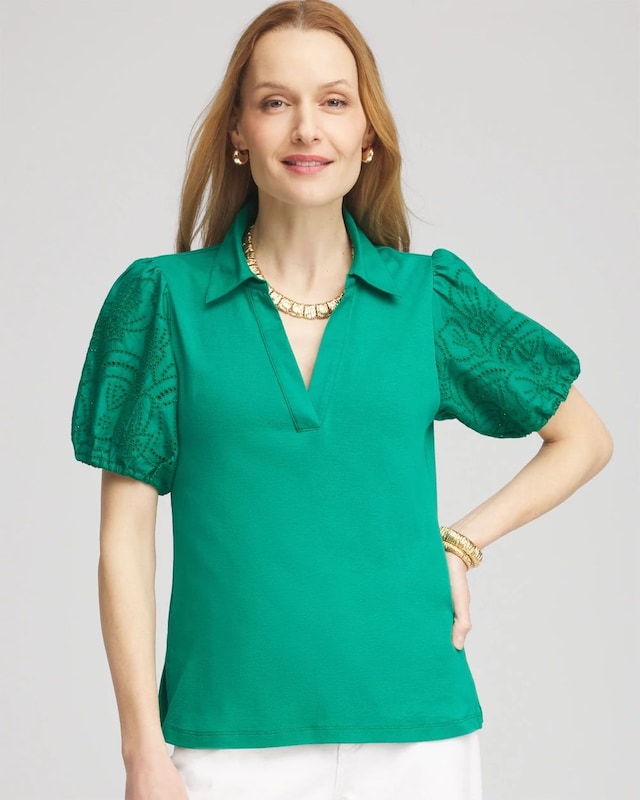 Eyelet Short Sleeved Top - image 1